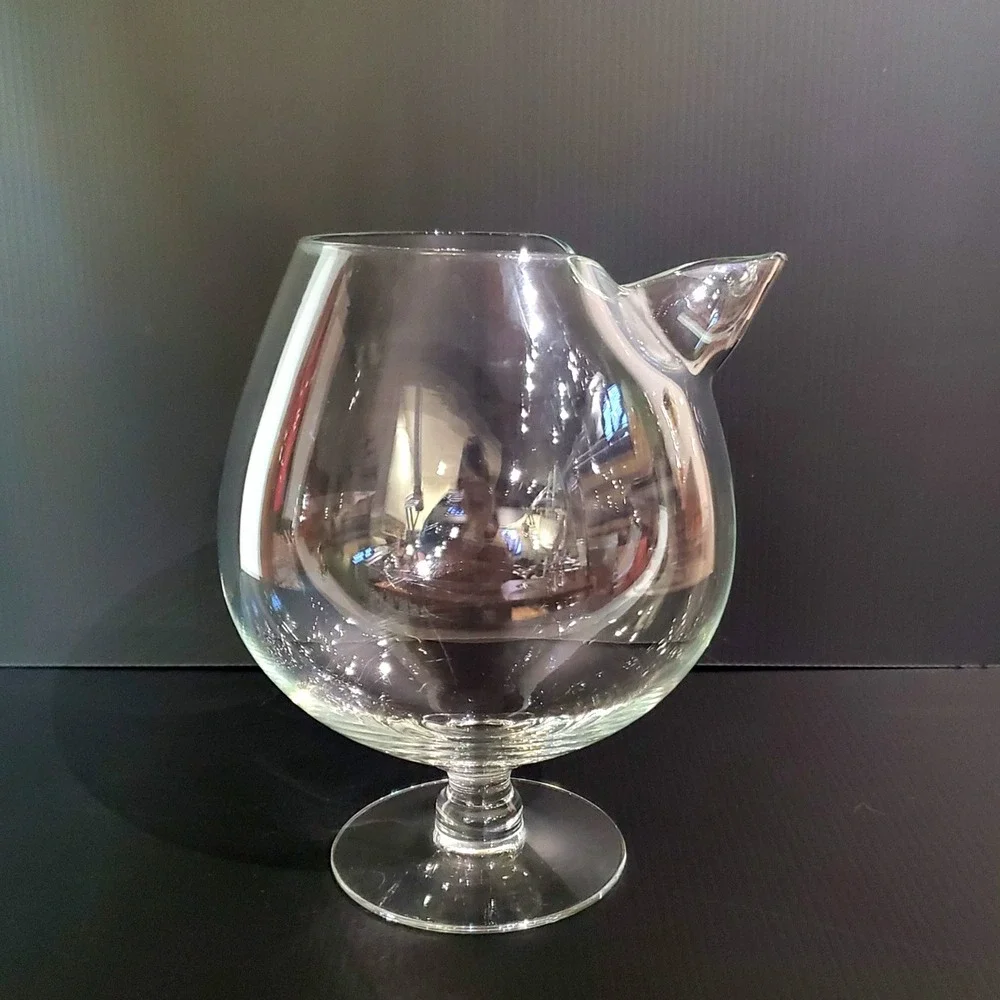 Vintage MCM Clear Glass Brandy Snifter Pitcher with Pour Spout 7.5